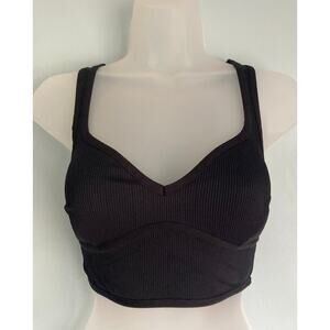 For Love and Lemons Ribbed Bralette Black Medium NWOT